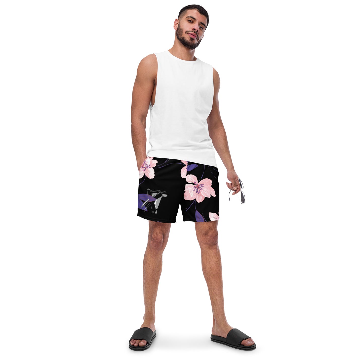 Reviax Training Purple Flower Print Men's swim trunks