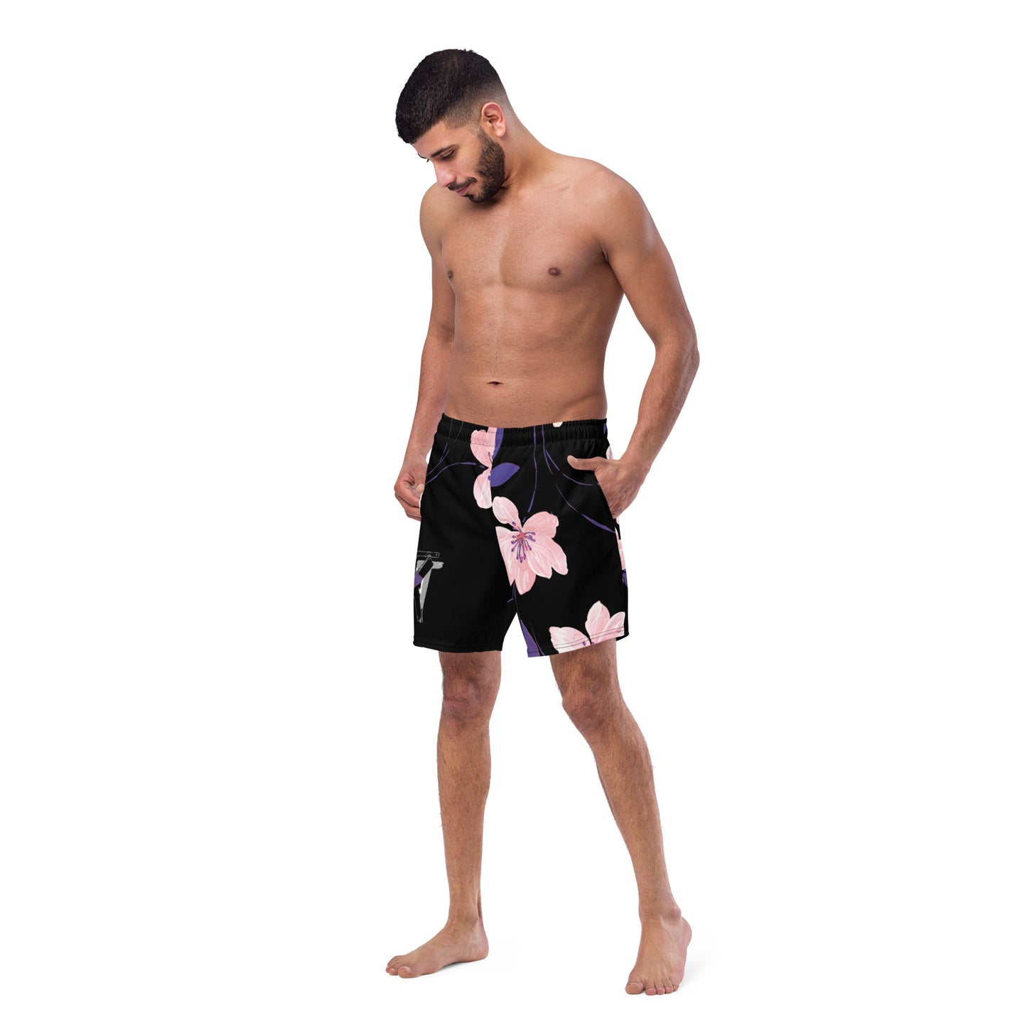 Reviax Training Purple Flower Print Men's swim trunks