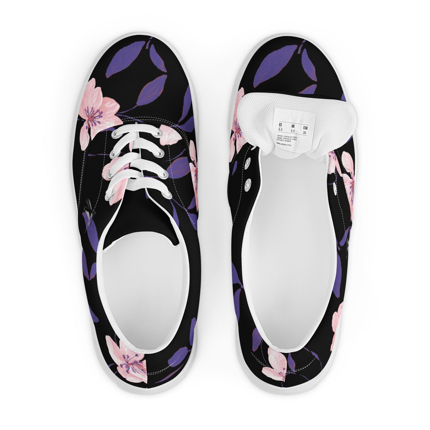 Reviax Training Purple Flower Print Men’s lace-up canvas shoes