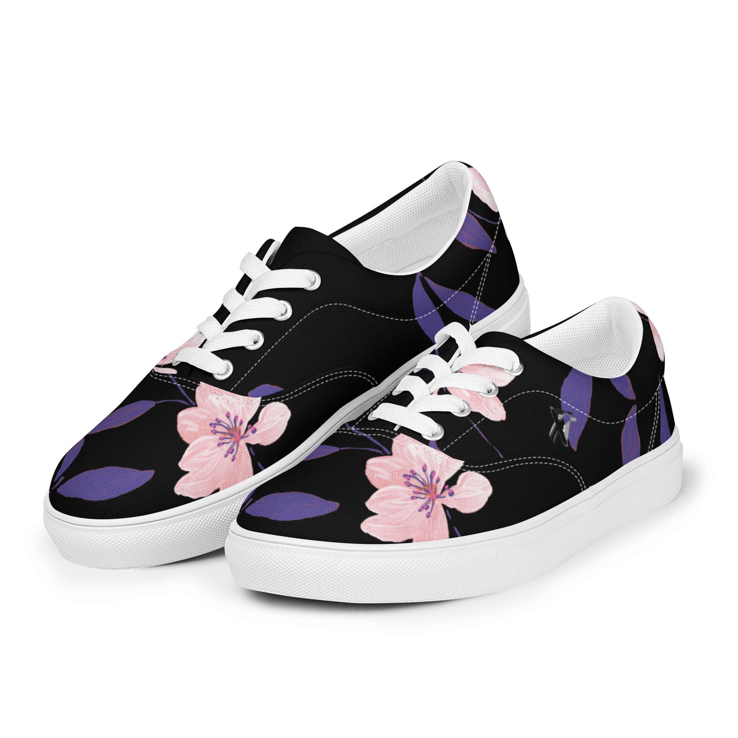 Reviax Training Purple Flower Print Men’s lace-up canvas shoes
