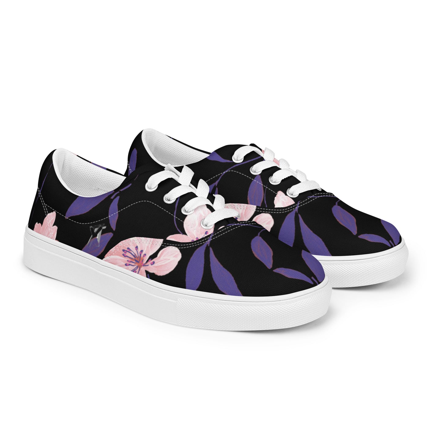 Reviax Training Purple Flower Print Men’s lace-up canvas shoes