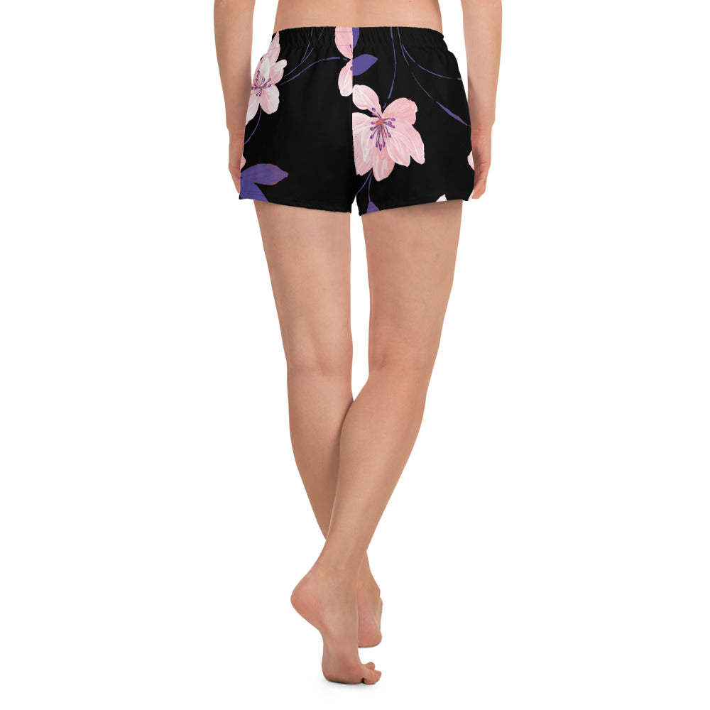 Reviax Training Purple Flower Print Women's Athletic Short Shorts