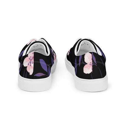 Reviax Training Purple Flower Print Men’s lace-up canvas shoes