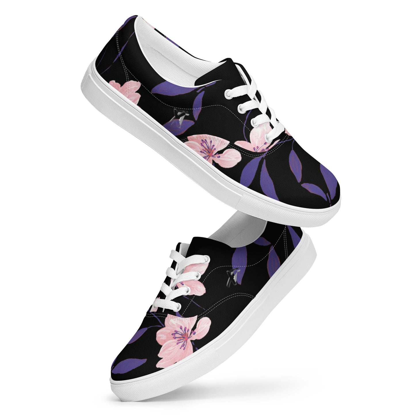 Reviax Training Purple Flower Print Men’s lace-up canvas shoes