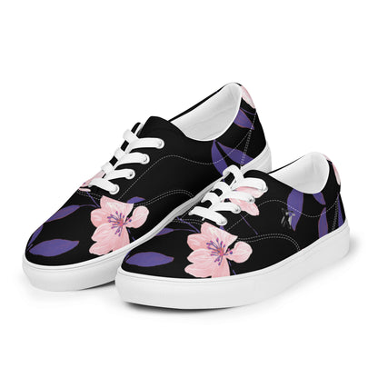 Reviax Training Purple Flower Print Men’s lace-up canvas shoes