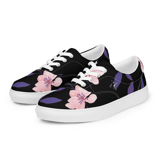 Reviax Training Purple Flower Print Men’s lace-up canvas shoes