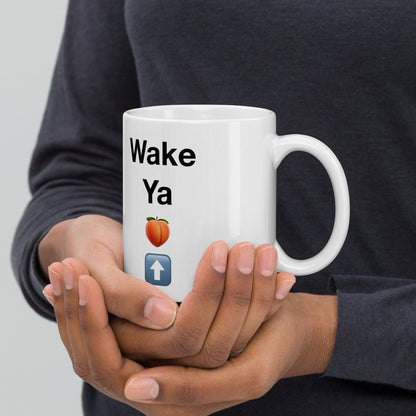 Reviax Wake Ya Ass Up White glossy mug