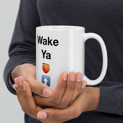 Reviax Wake Ya Ass Up White glossy mug